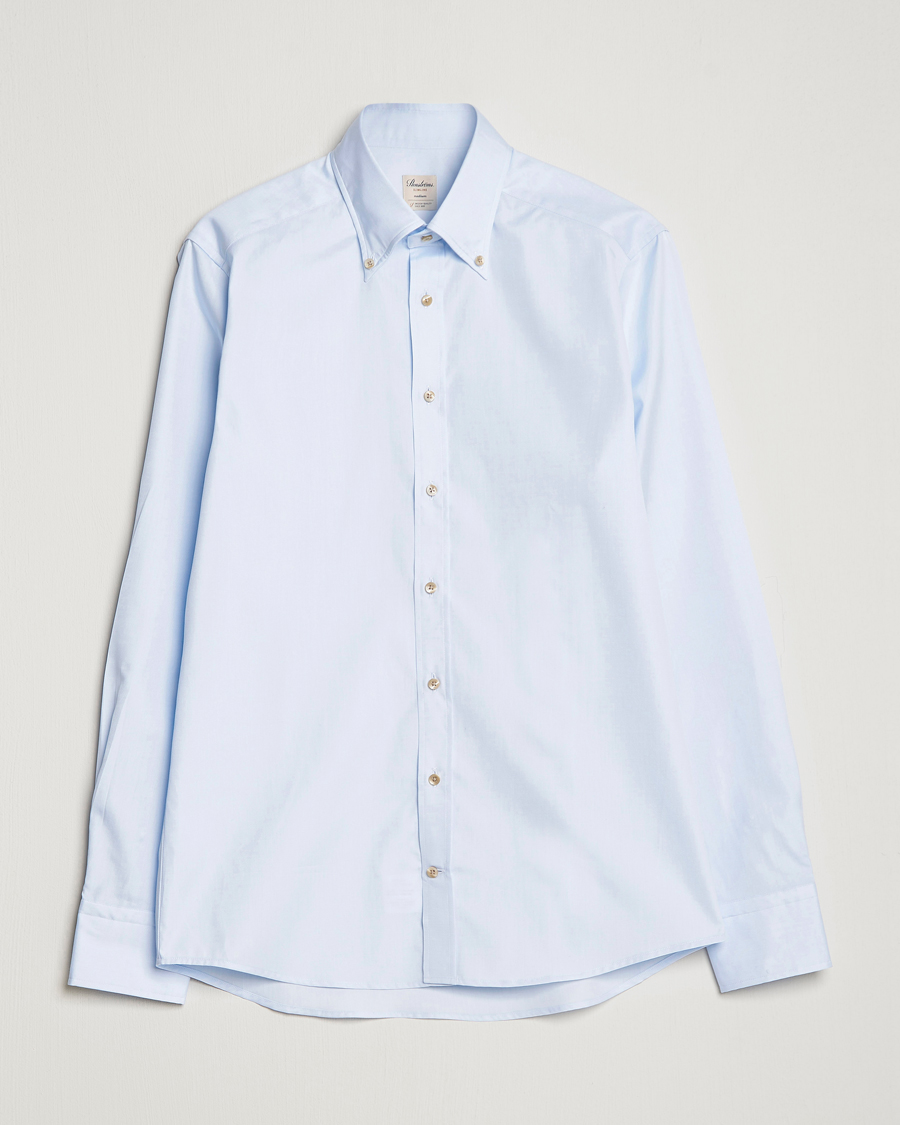 Heren | Overhemden | Stenströms | Slimline Button Down Pinpoint Oxford Shirt Blue