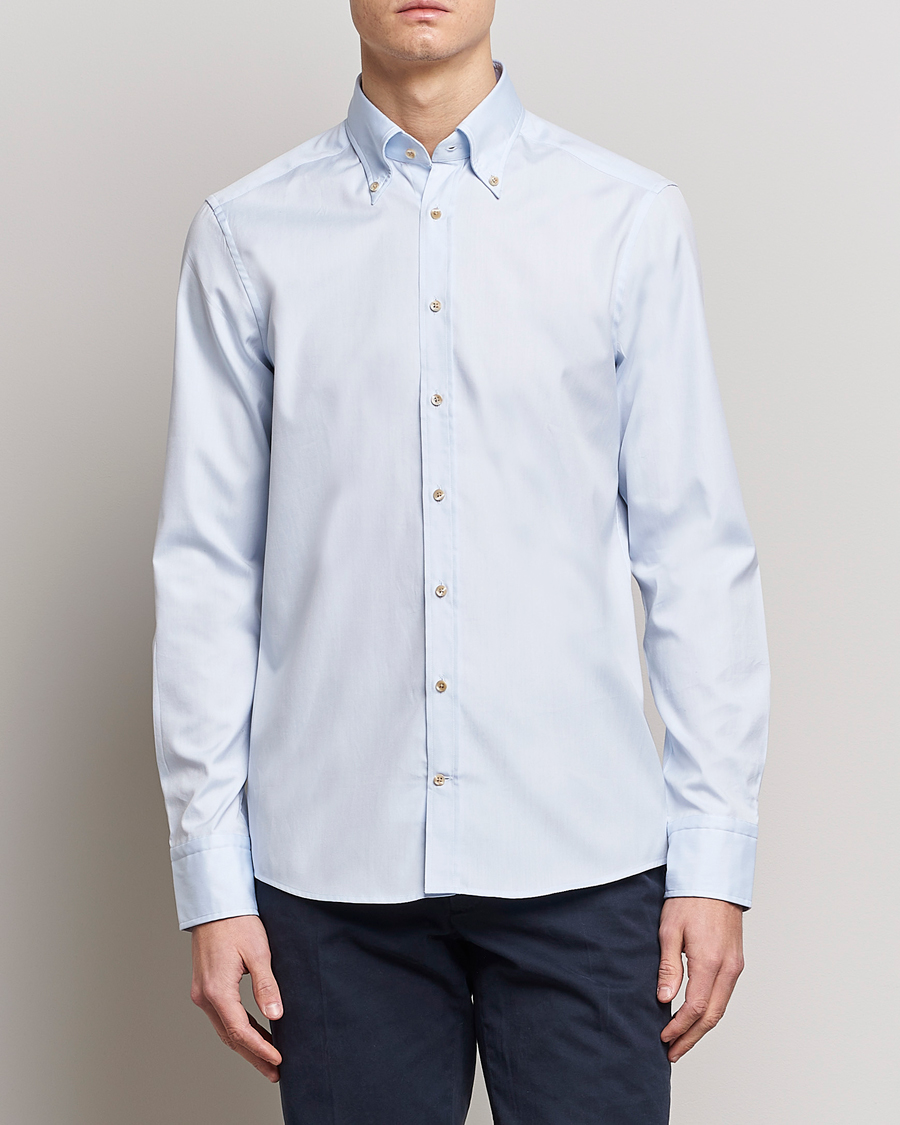Heren | Overhemden | Stenströms | Slimline Button Down Pinpoint Oxford Shirt Blue