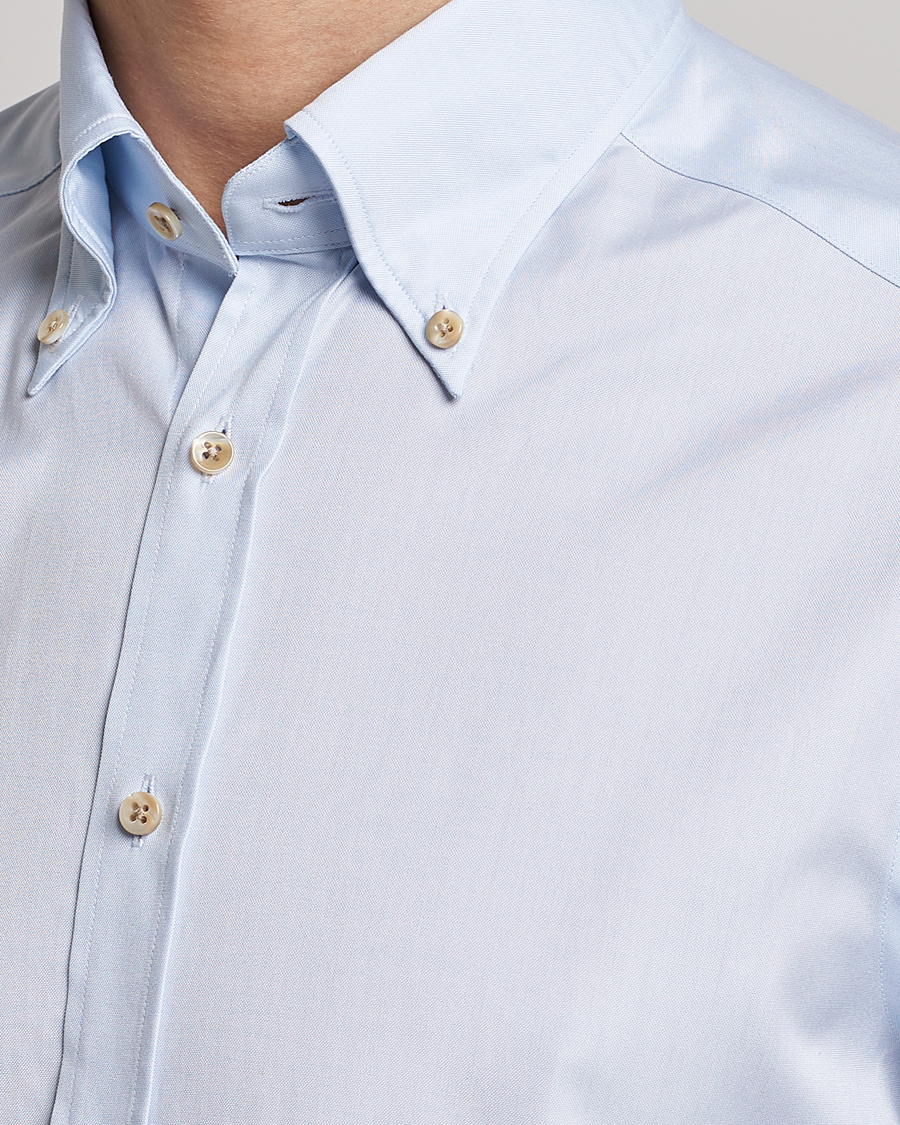 Heren | Overhemden | Stenströms | Slimline Button Down Pinpoint Oxford Shirt Blue