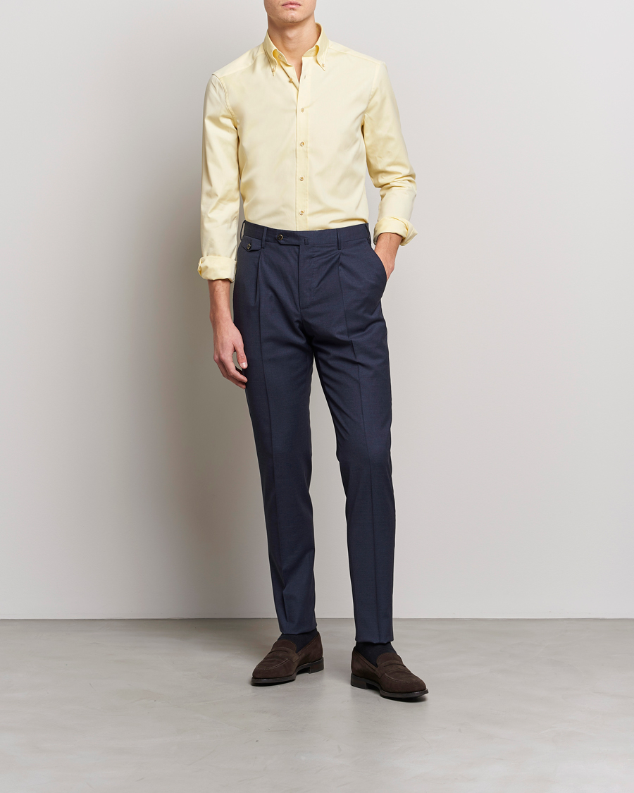 Homme | Chemises | Stenströms | Slimline Button Down Pinpoint Oxford Shirt Yellow