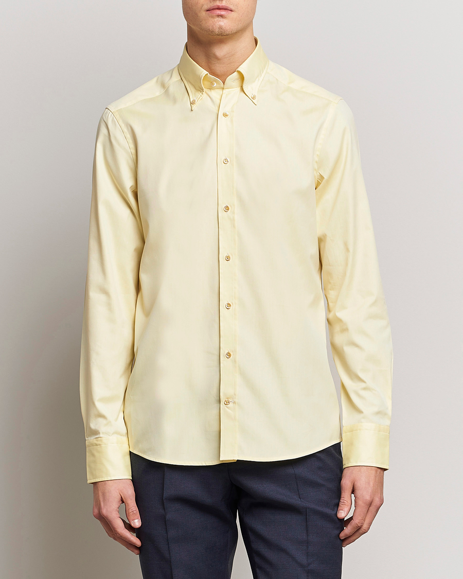 Homme | Chemises | Stenströms | Slimline Button Down Pinpoint Oxford Shirt Yellow