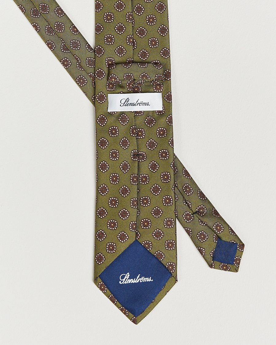 Homme | Stenströms Printed Silk Tie Green | Stenströms | Printed Silk Tie Green