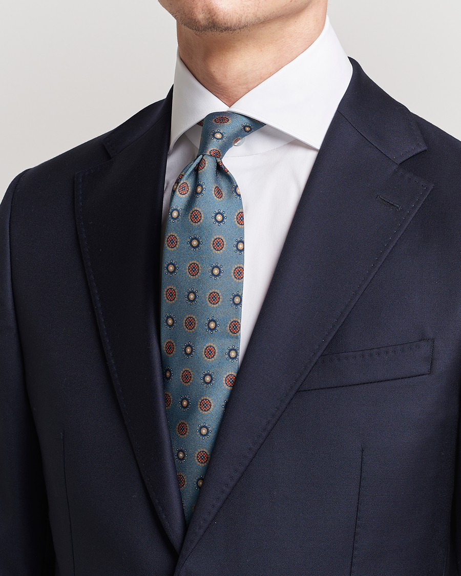 Homme | Stenströms Printed Silk Tie Light Blue | Stenströms | Printed Silk Tie Light Blue