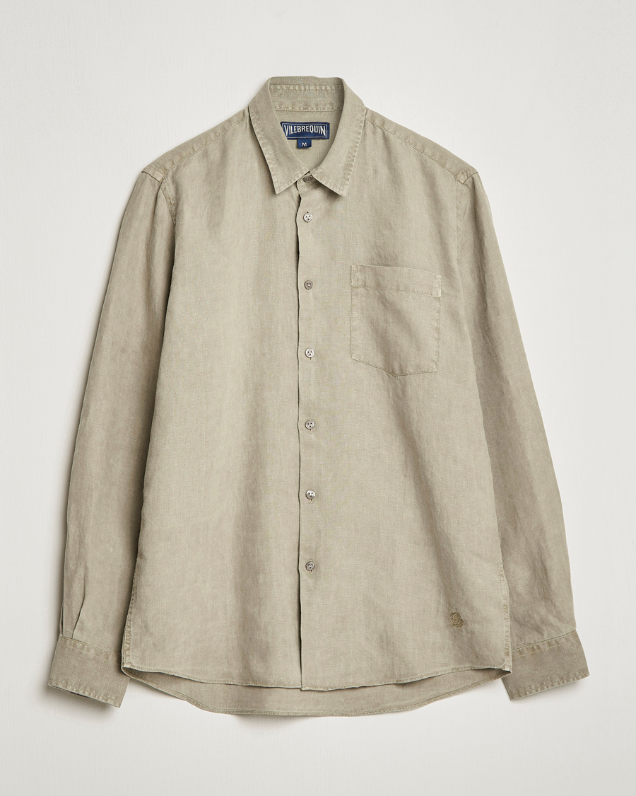 Homme | Chemises | Vilebrequin | Caroubis Linen Shirt Ecalyptus
