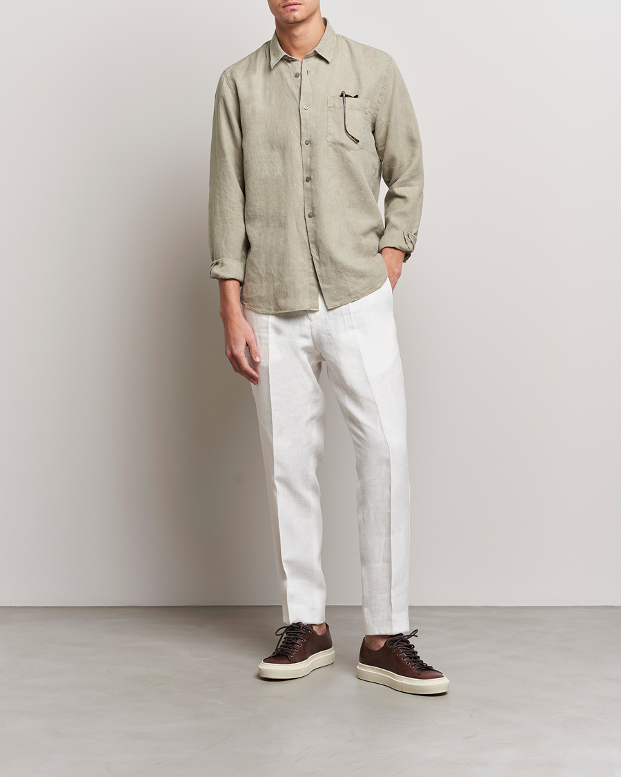 Homme | Chemises | Vilebrequin | Caroubis Linen Shirt Ecalyptus