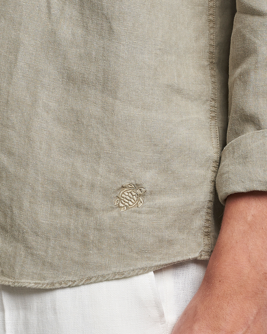 Homme | Chemises | Vilebrequin | Caroubis Linen Shirt Ecalyptus