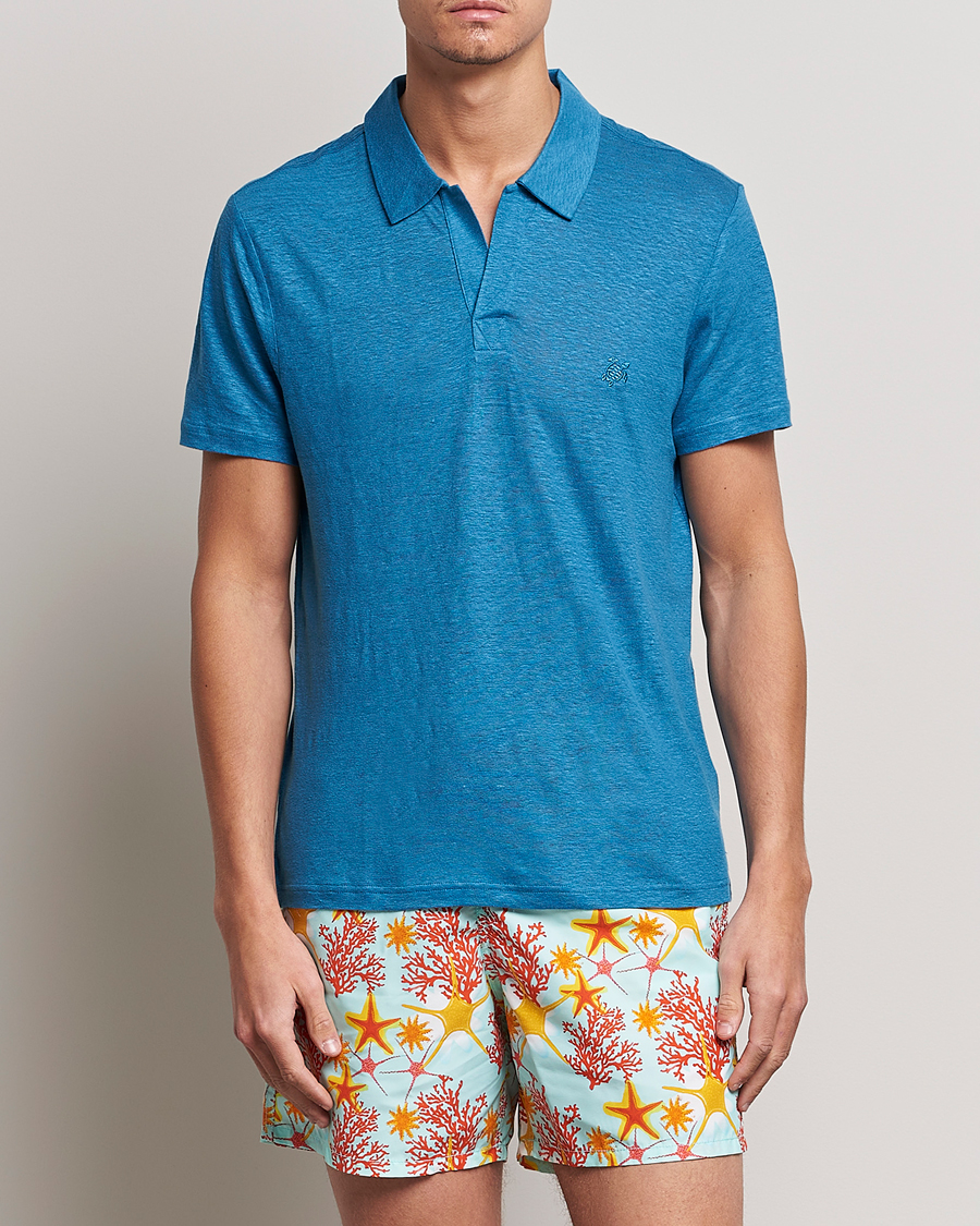 Homme | Polos | Vilebrequin | Jersey Linen Polo Calanque