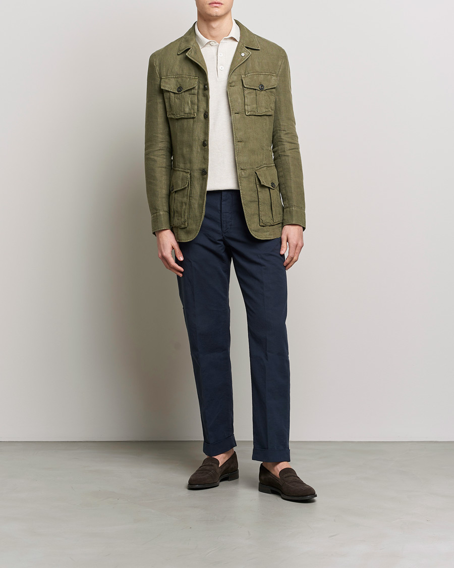 Homme | Blazers | L.B.M. 1911 | Linen Safari Jacket Olive