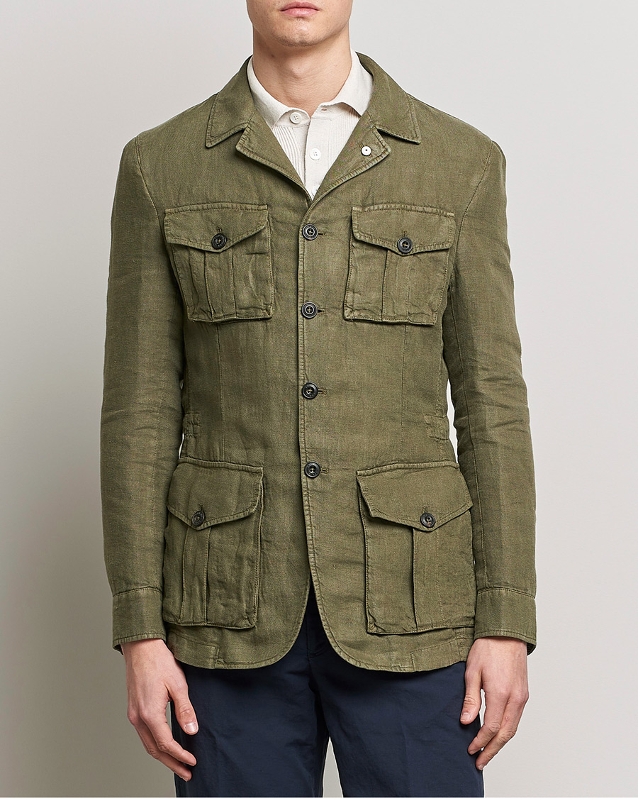 Homme | Blazers | L.B.M. 1911 | Linen Safari Jacket Olive