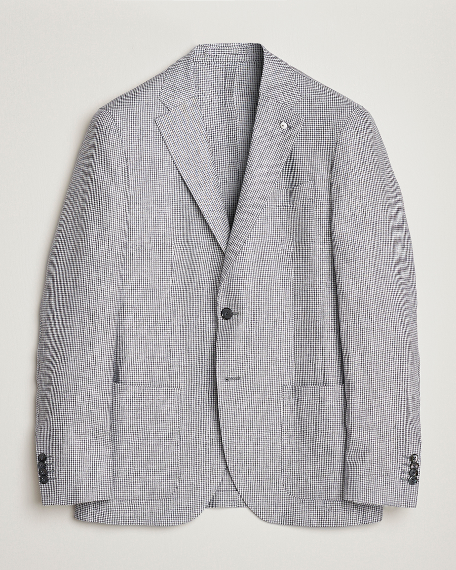 Homme | Blazers | L.B.M. 1911 | Jack Regular Fit Houndstooth Linen Blazer Grey