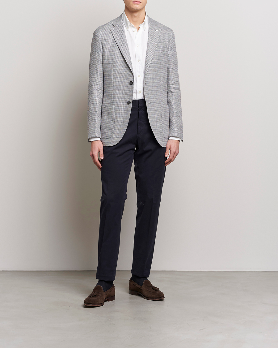 Homme | Blazers | L.B.M. 1911 | Jack Regular Fit Houndstooth Linen Blazer Grey