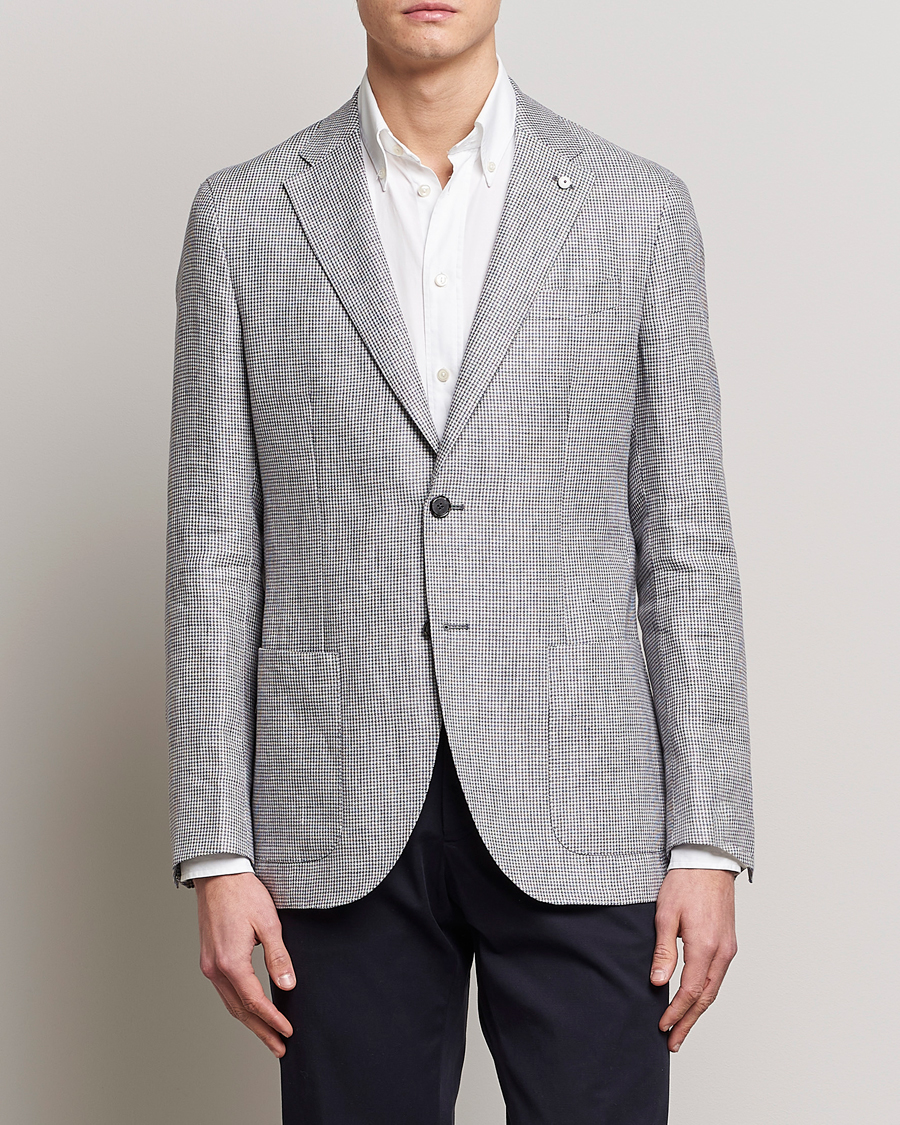 Homme | Blazers | L.B.M. 1911 | Jack Regular Fit Houndstooth Linen Blazer Grey