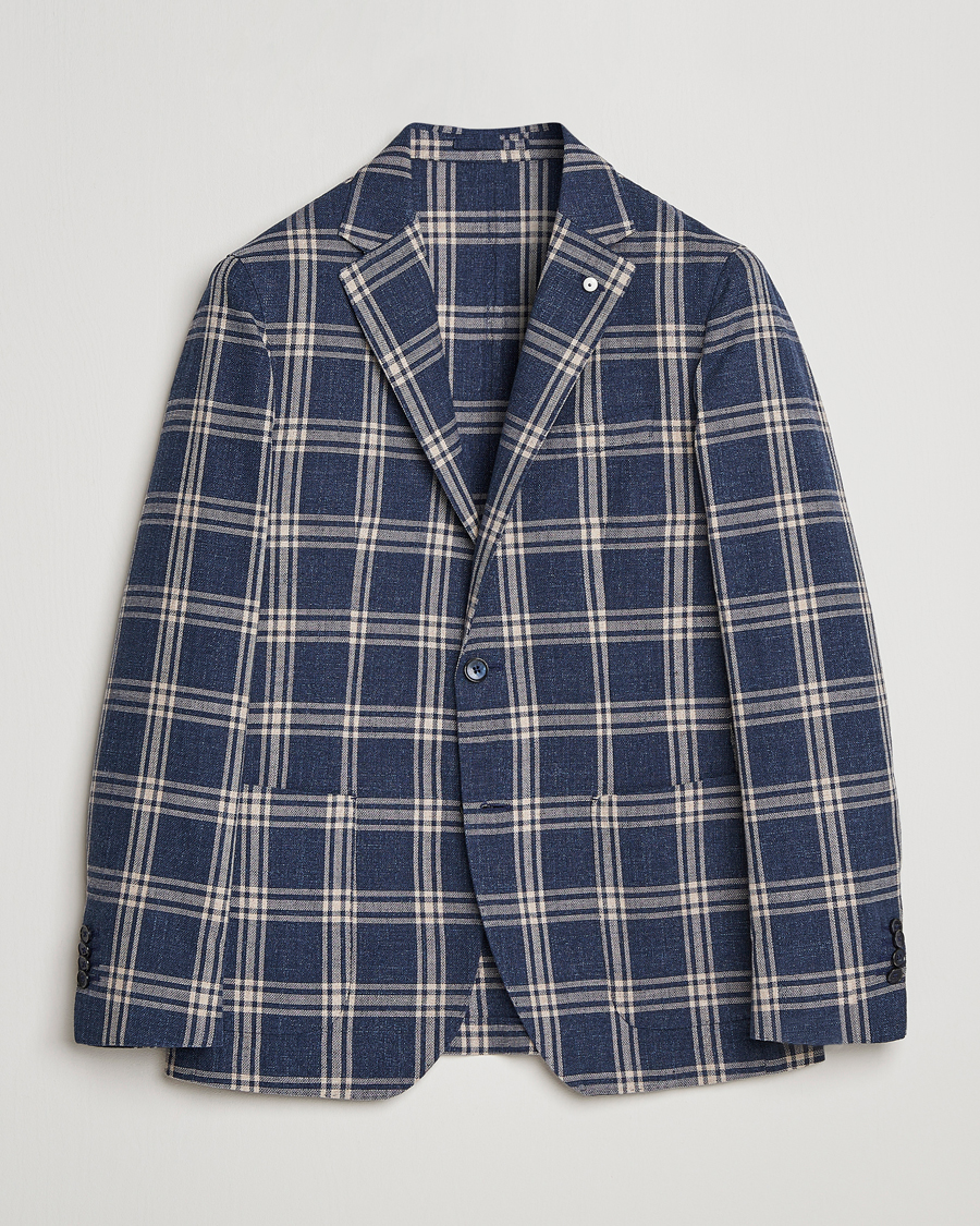 Homme | Blazers | L.B.M. 1911 | Jack Regular Fit Checked Cotton Blazer Blue