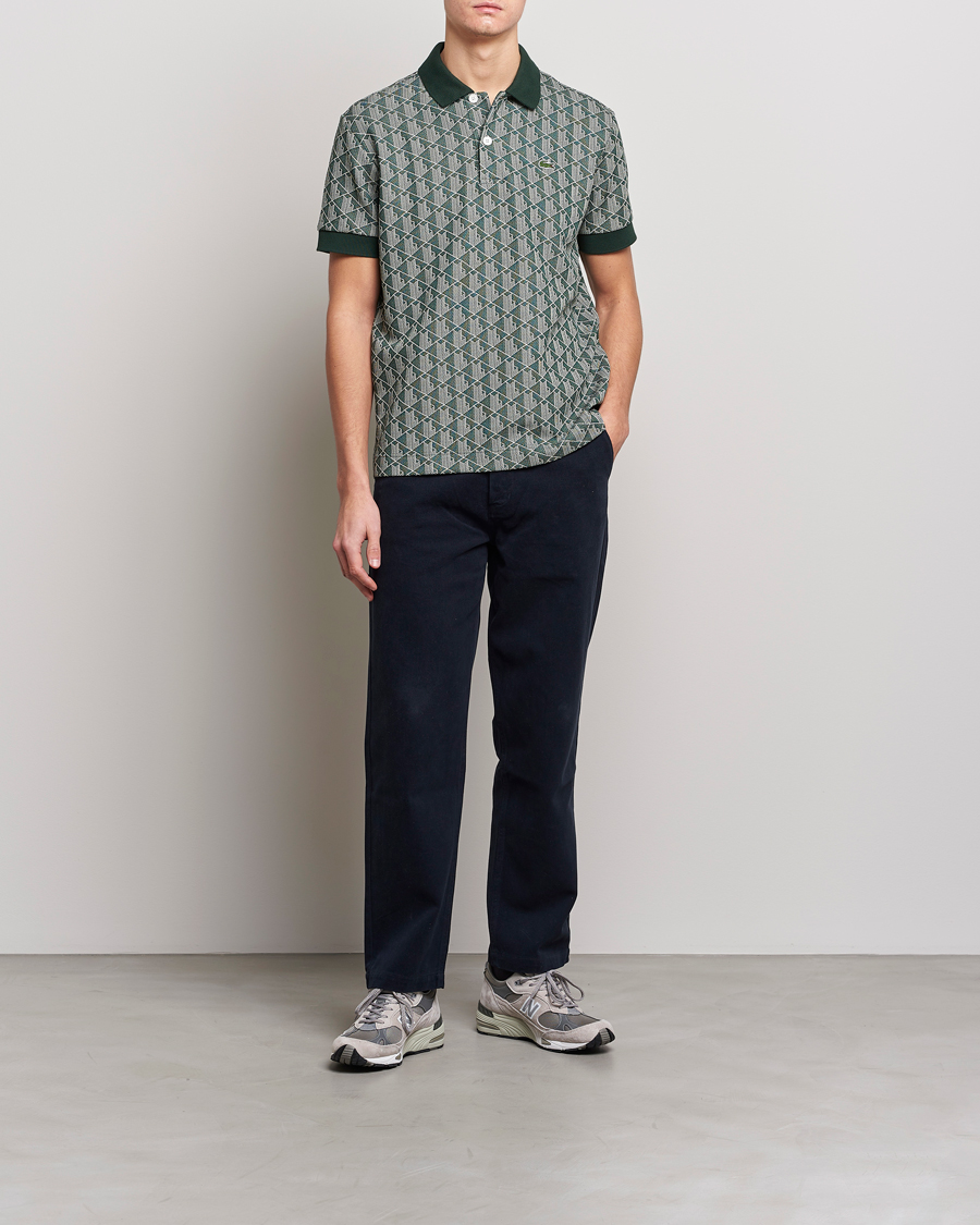 Homme | Polos | Lacoste | Classic Fit Monogram Polo Green/Wood Shaving
