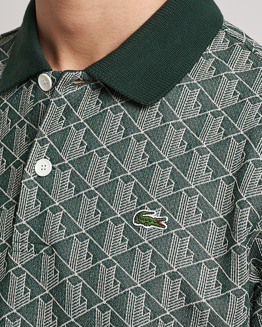 Homme | Polos | Lacoste | Classic Fit Monogram Polo Green/Wood Shaving