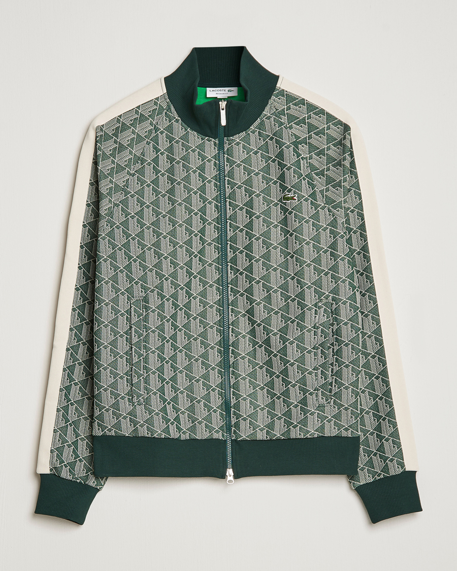 Heren | Truien | Lacoste | Monogram Zip Sweatshirt Green/Wood Shaving