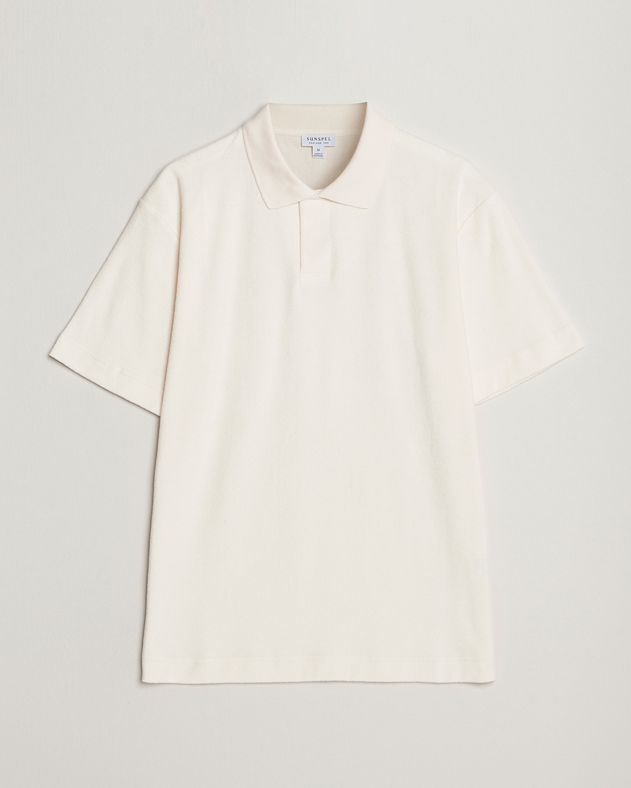 Homme | Polos | Sunspel | Towelling Polo Shirt Archive White