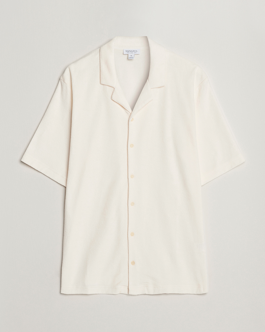 Heren | Overhemden | Sunspel | Towelling Camp Collar Shirt Archive White