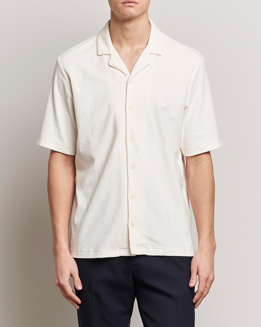 Heren | Overhemden | Sunspel | Towelling Camp Collar Shirt Archive White