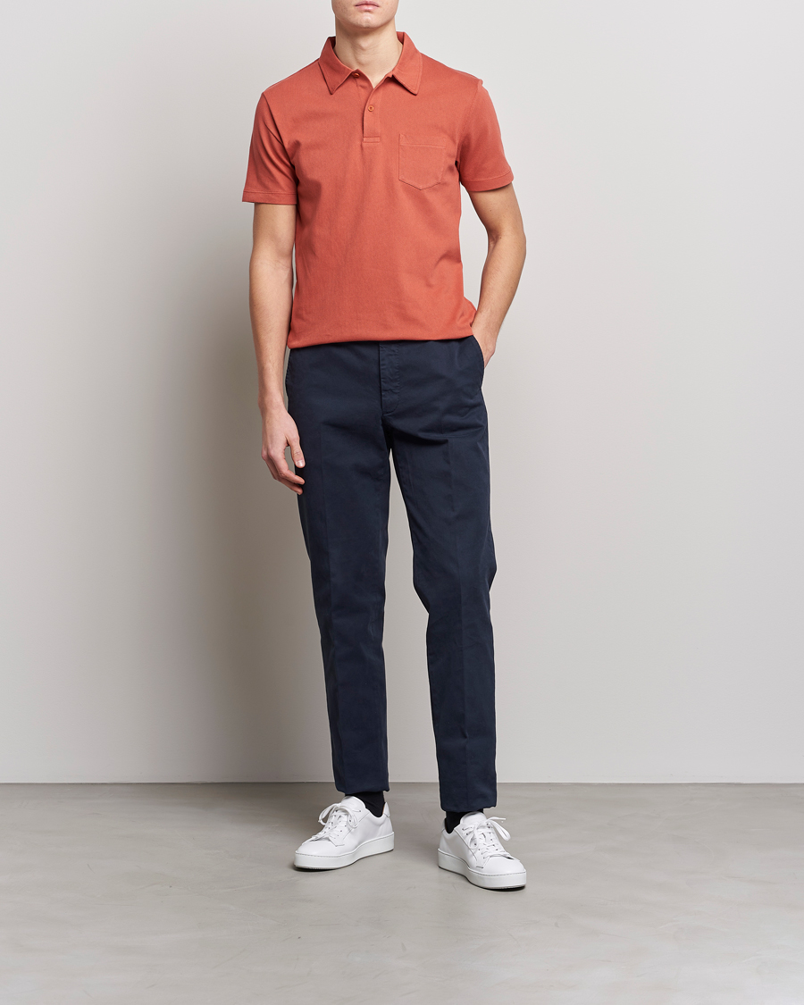 Homme | Polos | Sunspel | Riviera Polo Shirt Burnt Sienna