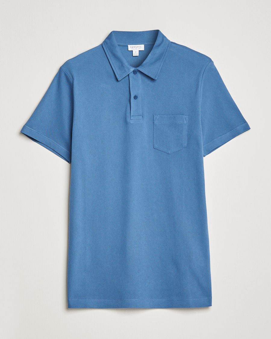 Homme | Polos | Sunspel | Riviera Polo Shirt Blue Stone