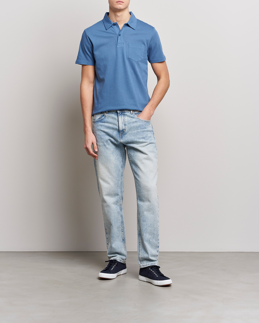 Homme | Polos | Sunspel | Riviera Polo Shirt Blue Stone