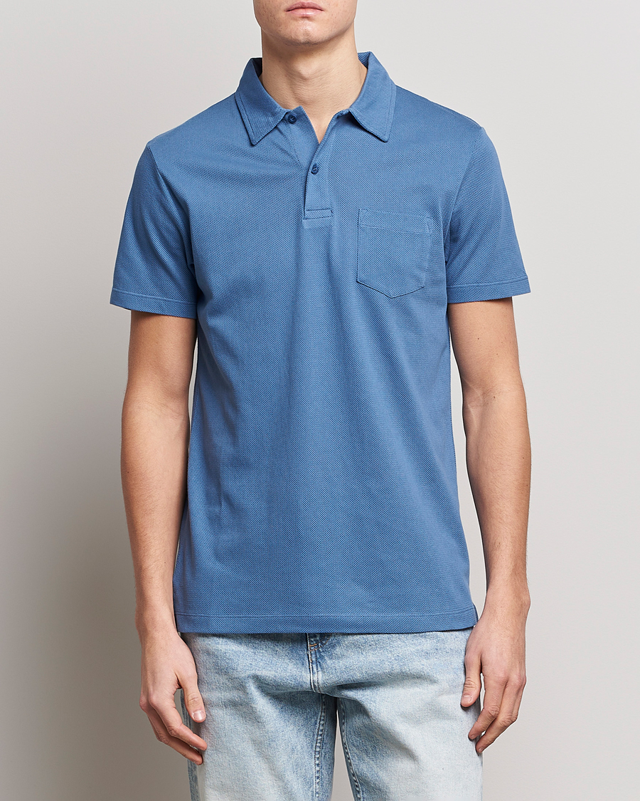 Homme | Polos | Sunspel | Riviera Polo Shirt Blue Stone