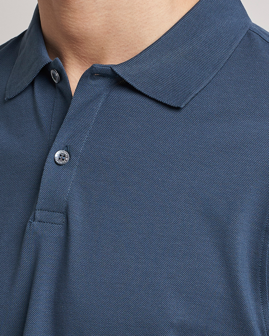 Homme | Polos | Sunspel | Short Sleeve Pique Polo Shale Blue