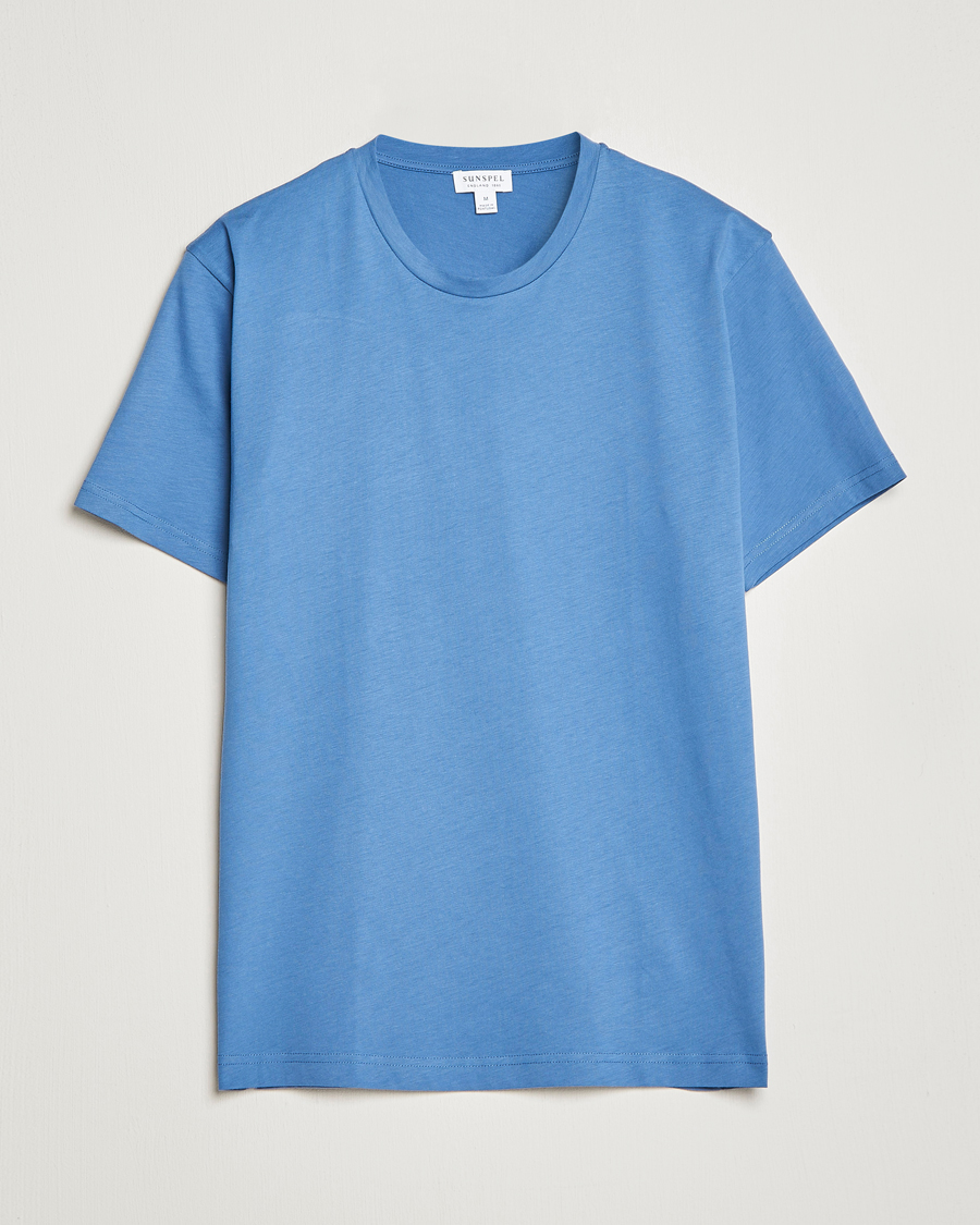 Heren | T-shirts | Sunspel | Riviera Organic Tee Blue Stone