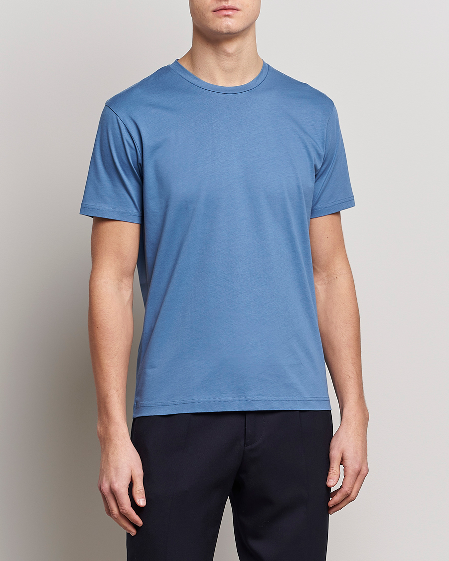 Heren | T-shirts | Sunspel | Riviera Organic Tee Blue Stone