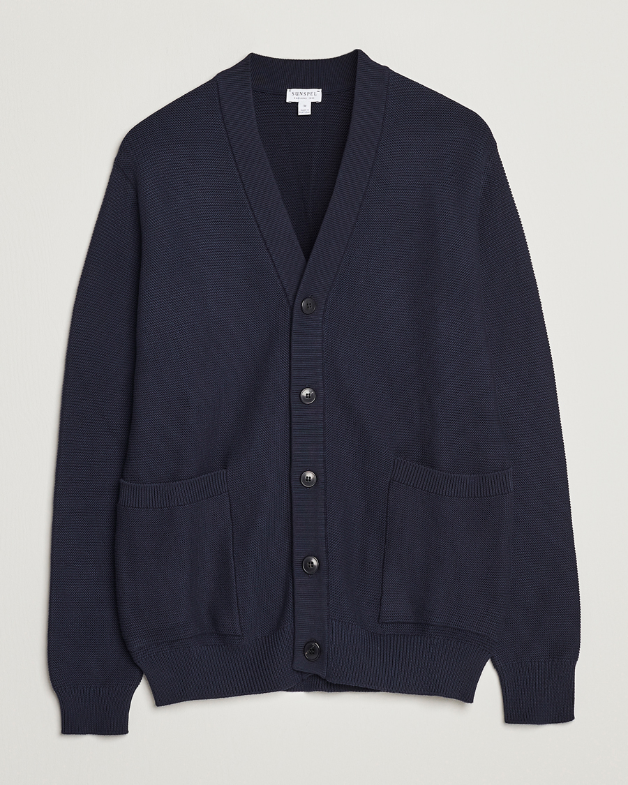 Homme | Pulls Et Tricots | Sunspel | Garter Cotton Knit Cardigan Navy