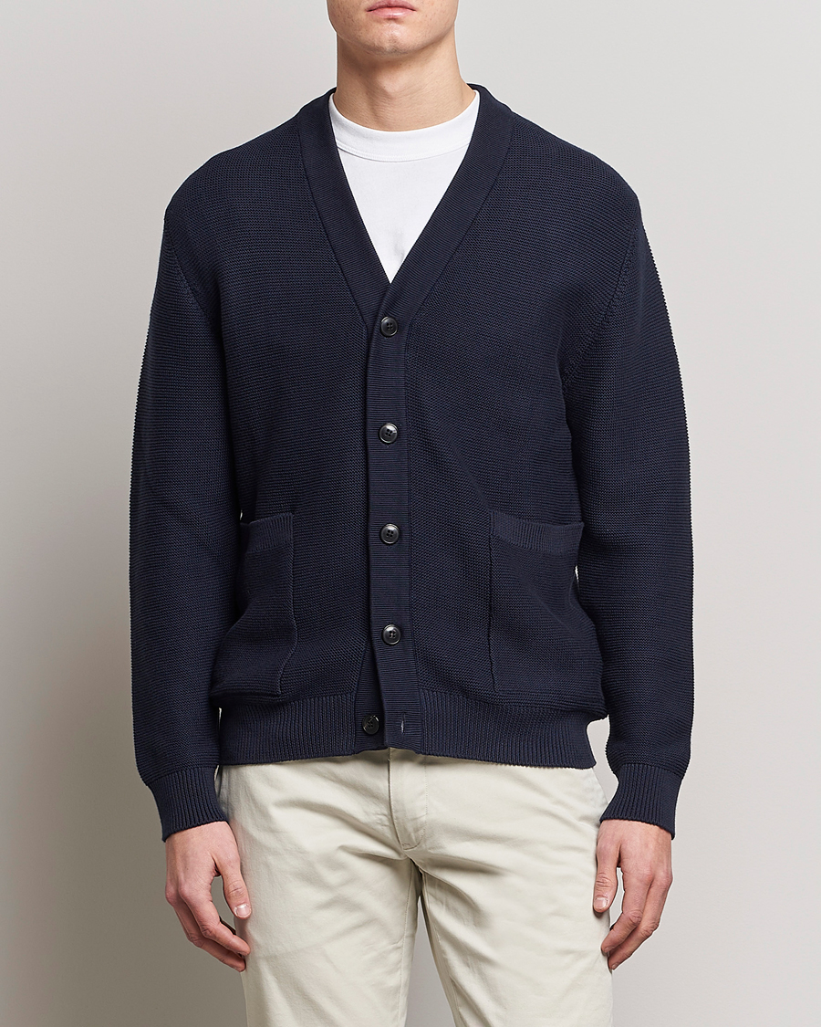 Homme | Pulls Et Tricots | Sunspel | Garter Cotton Knit Cardigan Navy
