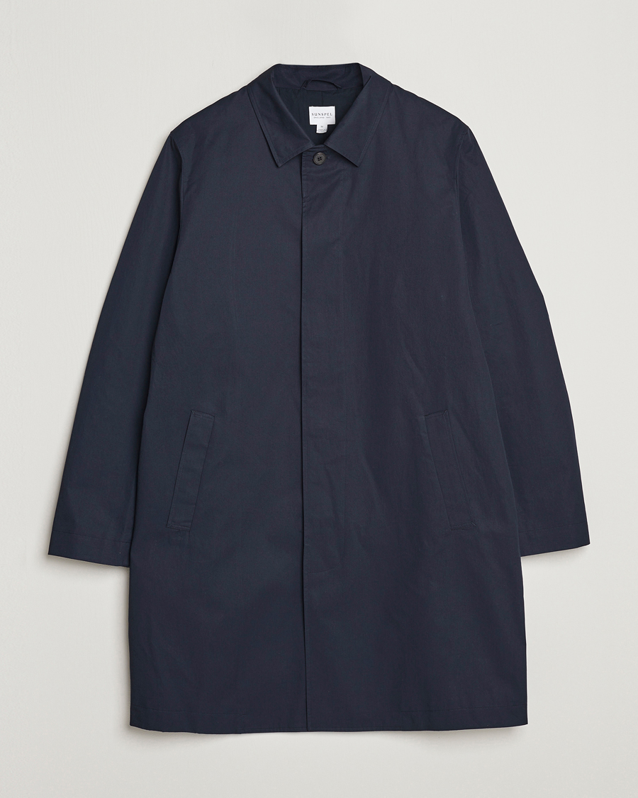 Heren | Jassen | Sunspel | Technical Cotton Mac Coat Navy