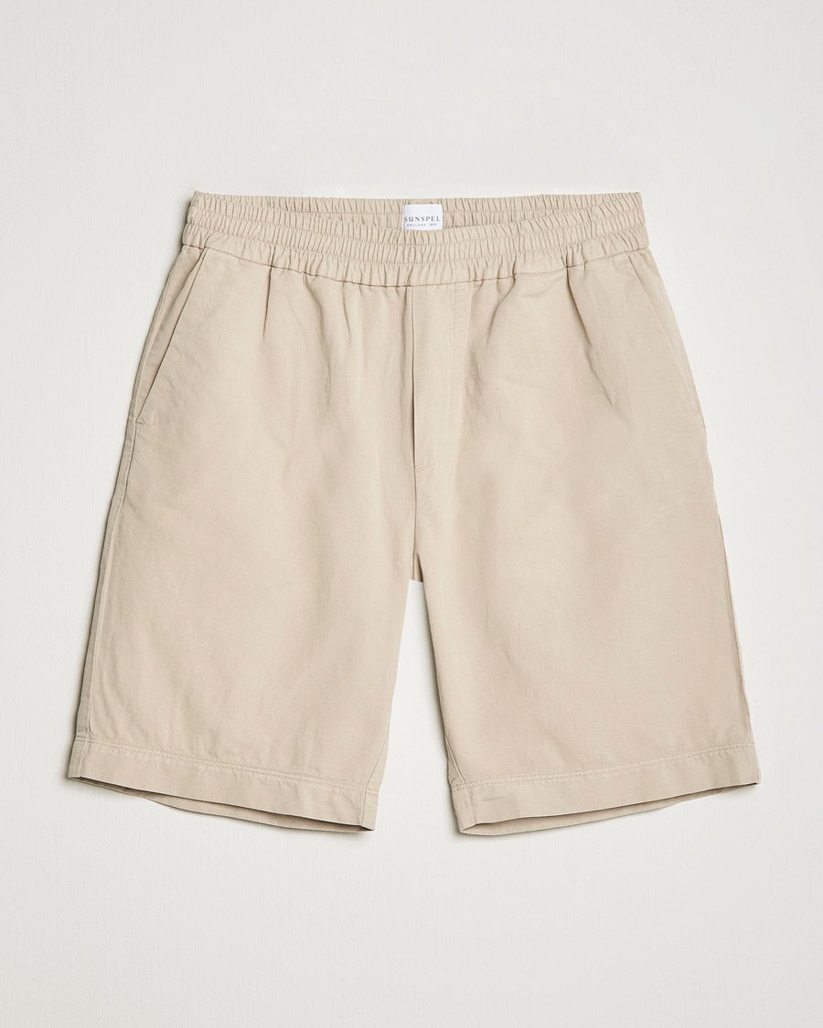 Homme | Shorts | Sunspel | Cotton/Linen Drawstring Shorts Light Sand