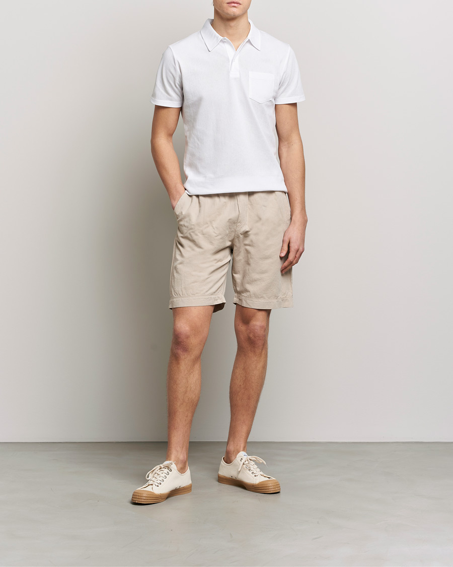 Homme | Shorts | Sunspel | Cotton/Linen Drawstring Shorts Light Sand