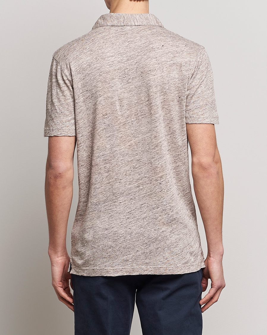 Heren | Polo's | Sunspel | Linen Polo Shirt Oatmeal Melange