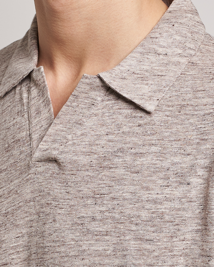 Heren | Polo's | Sunspel | Linen Polo Shirt Oatmeal Melange