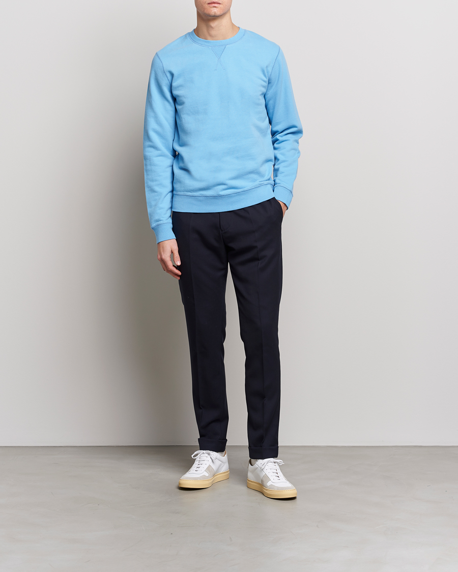 Heren | Truien | Sunspel | Loopback Sweatshirt Ocean Blue