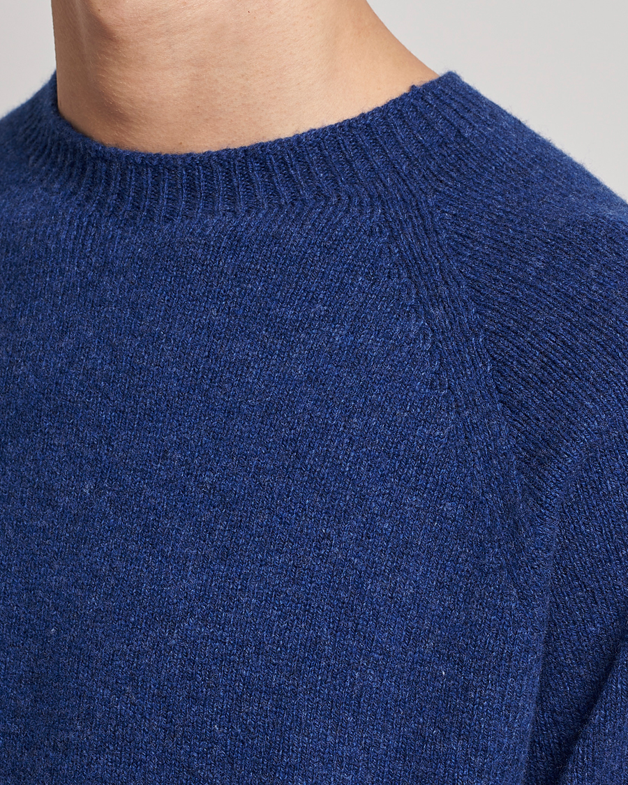 Heren | Truien | Sunspel | Lambswool Crewneck Space Blue