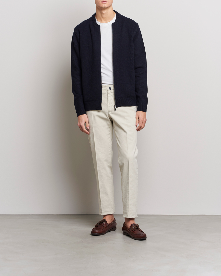Homme | Manteaux Et Vestes | Sunspel | Knitted Lambswool/Cashmere Bomber Jacket Navy