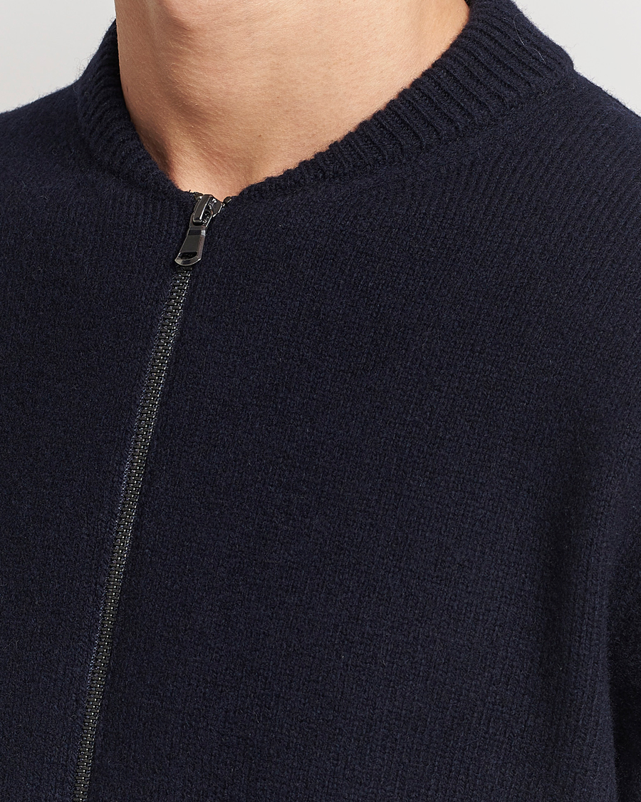 Homme | Manteaux Et Vestes | Sunspel | Knitted Lambswool/Cashmere Bomber Jacket Navy