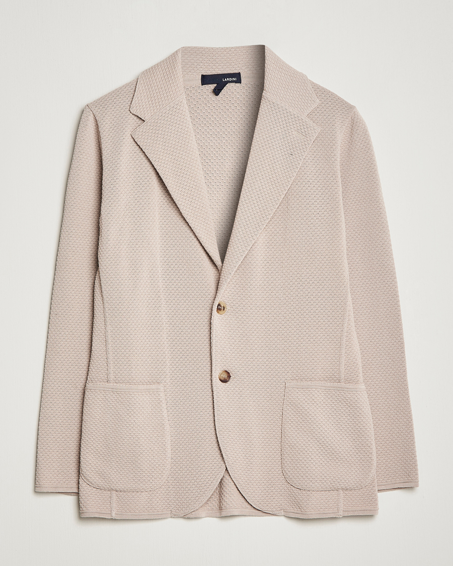 Homme | Blazers | Lardini | Knitted Structure Cotton Blazer Beige