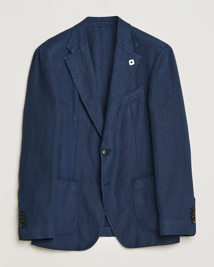 Homme | Blazers | Lardini | Patch Pocket Linen Blazer Navy