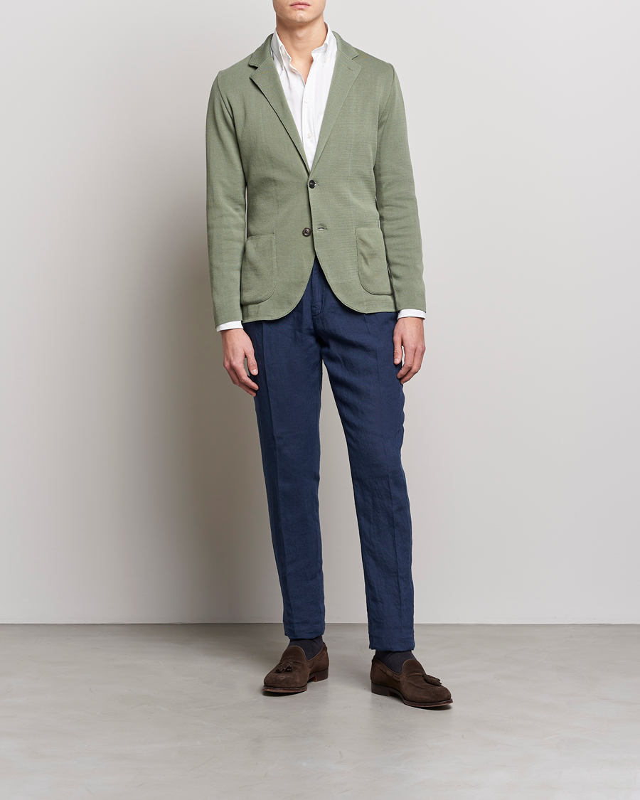 Homme | Pantalons | Lardini | Pleated Linen Trousers Navy