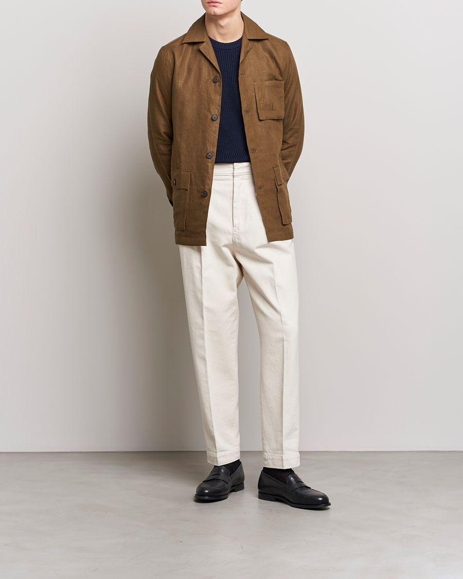 Homme | Manteaux Et Vestes | 100Hands | Linen Travellers Jacket Green