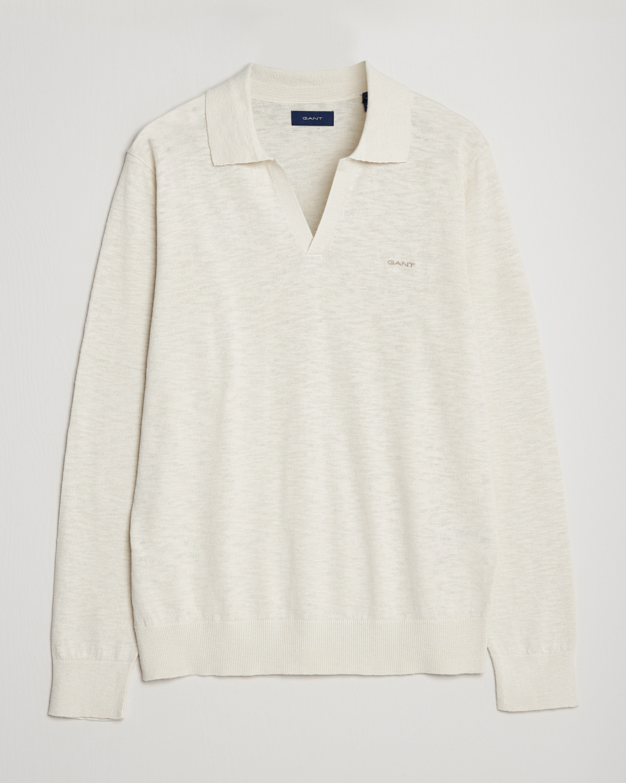 Homme | Pulls Et Tricots | GANT | Cotton/Linen Knitted Polo Putty