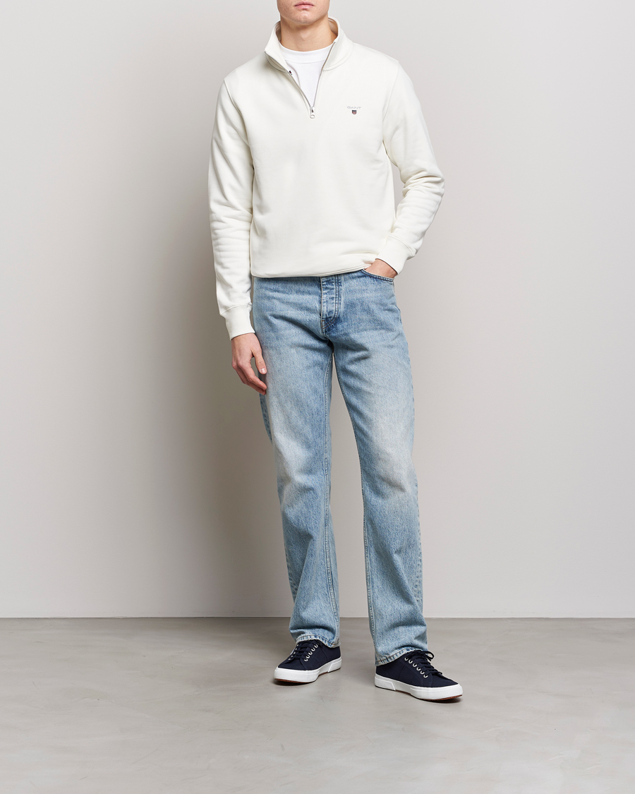 Heren | Truien | GANT | Original Shield Logo Half-Zip Eggshell