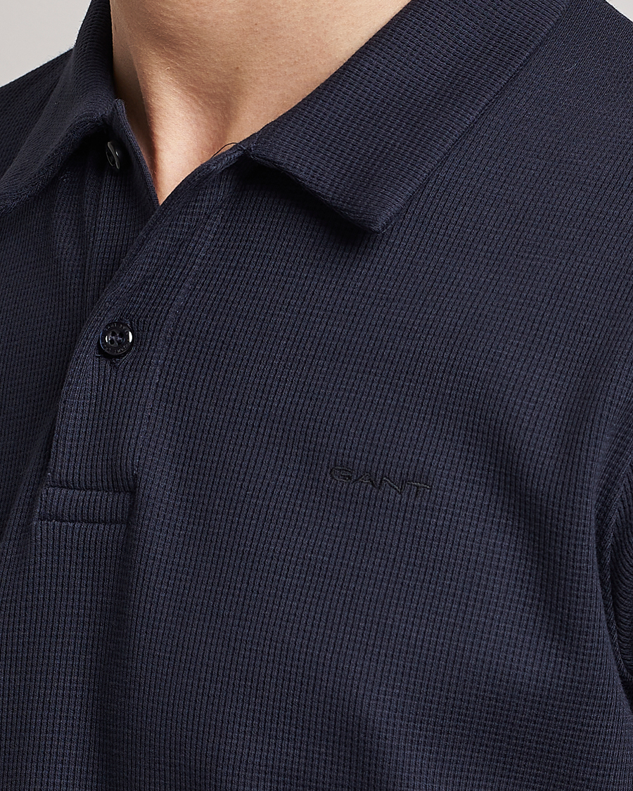 Homme | Polos | GANT | Waffle Textured Polo Evening Blue