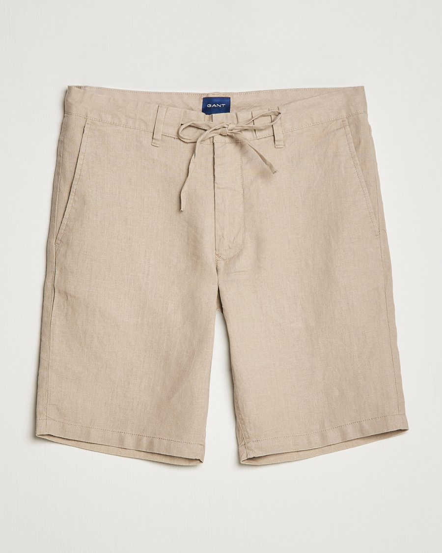 Homme | Shorts | GANT | Relaxed Linen Drawstring Shorts Concrete Beige