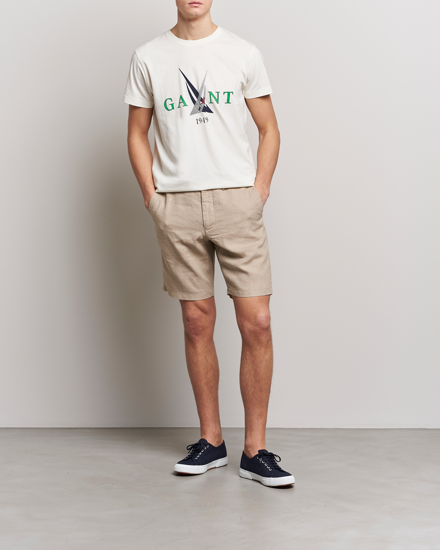 Homme | Shorts | GANT | Relaxed Linen Drawstring Shorts Concrete Beige